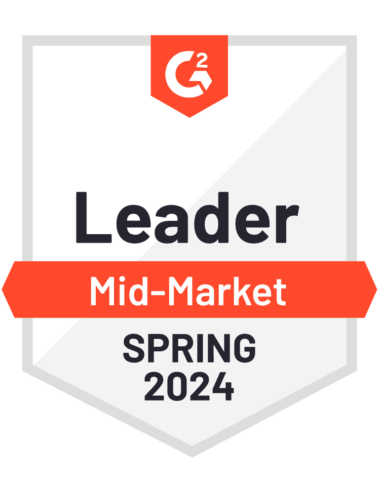 Badge G2 per Klaviyo come leader per l'automazione marketing per il Mercato intermedio 2024