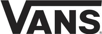 Logo Vans con testo nero con la "V" stilizzata che si estende sopra le altre lettere.