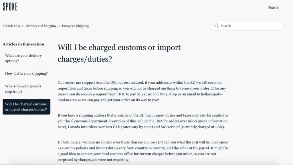 Impact of Brexit on Business example: SPOKE EU Shipping Update