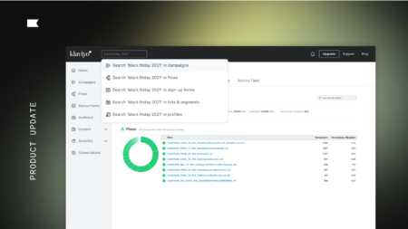 Search for campaigns, flows, and more all from the main search bar in your Klaviyo account