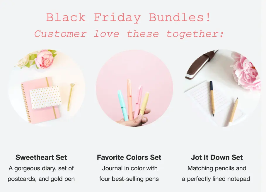 An image showing three different Black Friday bundles.