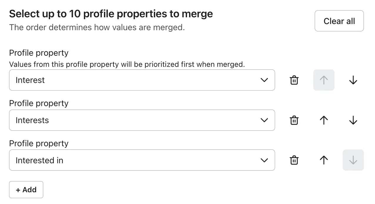 An image showing fields with the ability to merge profile properties