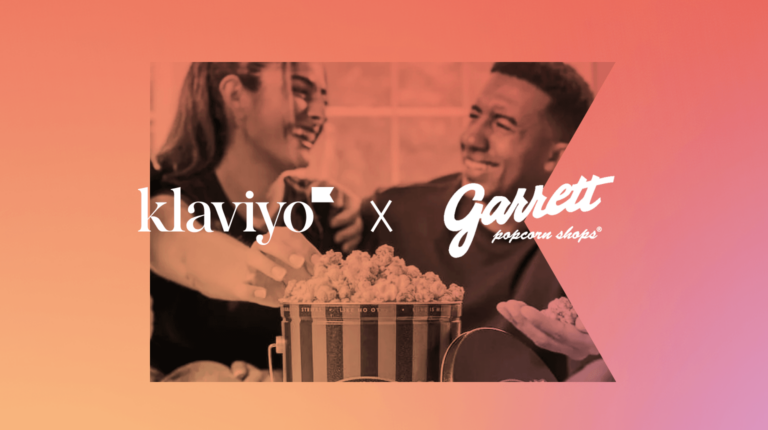 Graphic shows the logos for Klaviyo and Garrett Popcorn